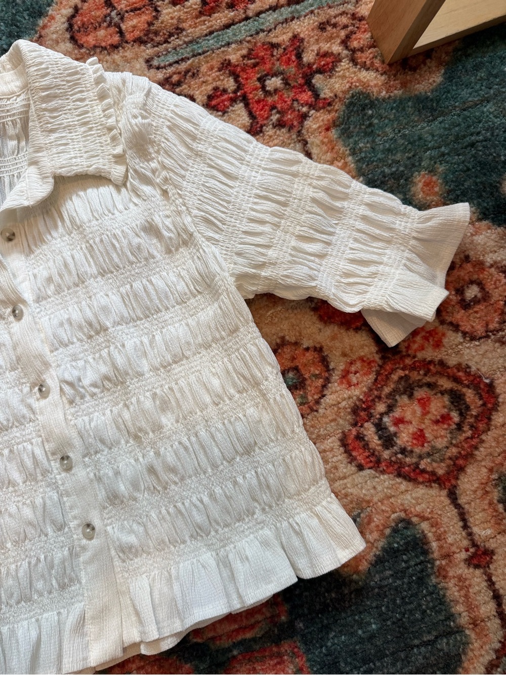 *In store currently* Anthropologie Maeve Smocked Button-Front Top - Picture 7 of 9